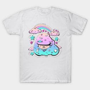 Cute windy bubble head girl in kawaii style T-Shirt